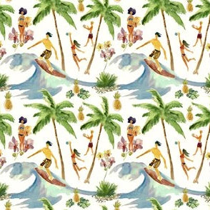 Mini Tropicals Surf's Up Fabric in Pink from In The Beginning Fabrics