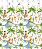 Mini Tropicals Surf's Up Fabric in Pink from In The Beginning Fabrics