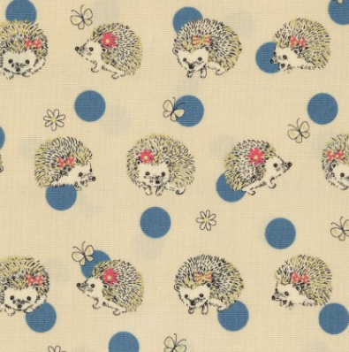 Kokka Cool Animals Hedgehog Blues Oxford Fabric