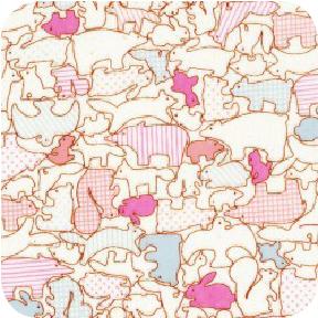 Woodland Animals Pink Double Gauze