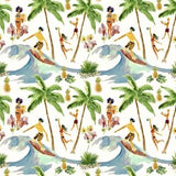 Mini Tropicals Surf's Up Fabric in Pink from In The Beginning Fabrics