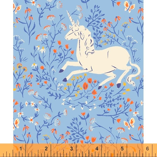 Heather Ross 20th Anniversary Collection Unicorns Blue
