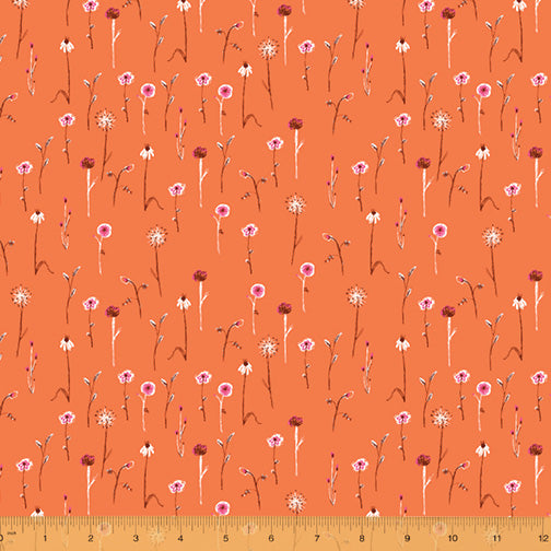 Heather Ross Far Far Away 3 Wildflowers Orange Quilt Fabric