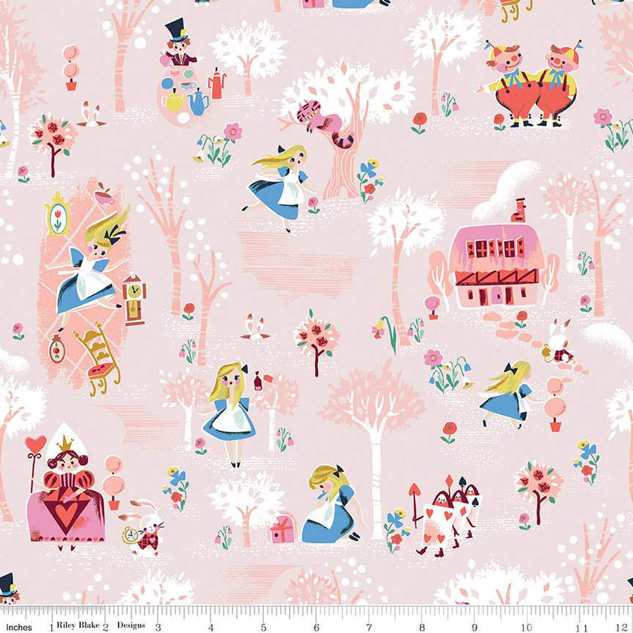 Down The Rabbit Hole Main Blush Jill Howarth fabric