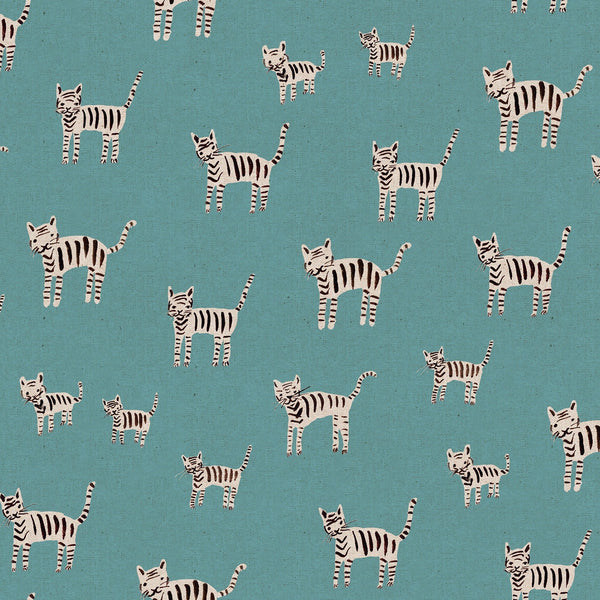 Tiger Stripes Linen Turquoise
