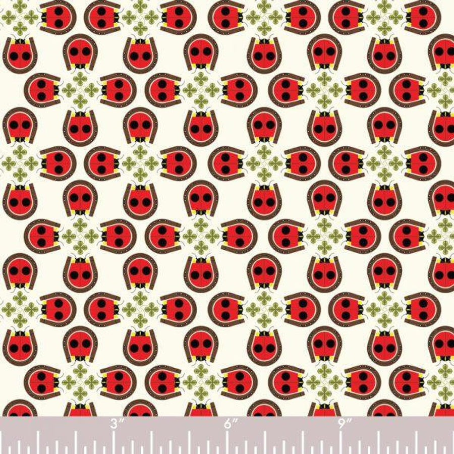 Charley Harper Backyard Lucky Ladybug Fabric