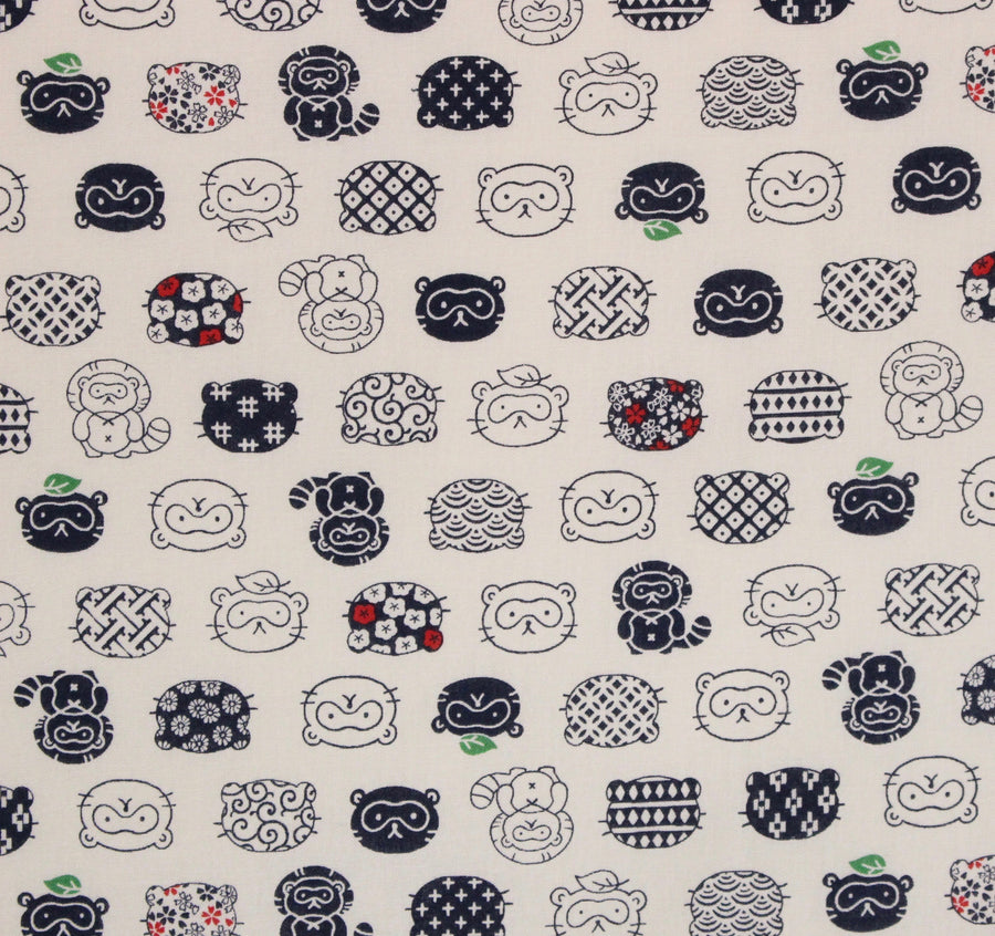 Indochine Cats Navy Japanese Import Fabric