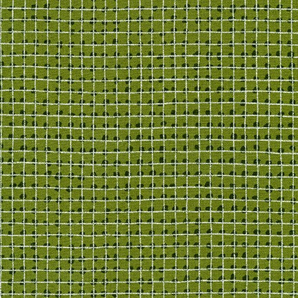 Carolyn Friedlander Jetty Mettallic Grid Single Border Ivy Fabric