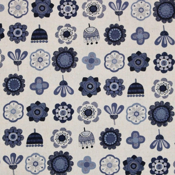 Flower Pop Linen Blend Indigo